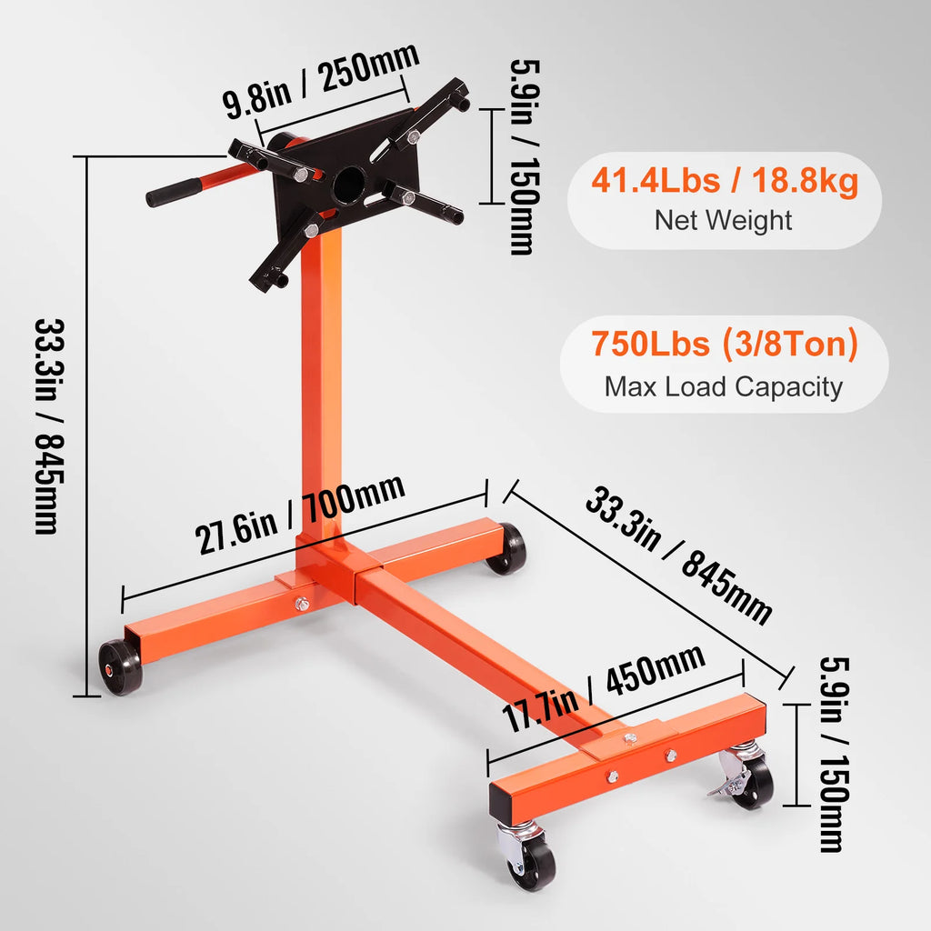 Engine Stand 750/1300/1500 lbs Rotating Engine Motor Stand with 360 Degree Adjustable Head Dolly Vehicle Auto Repair