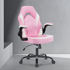Ergonomic Office Chair with Swivel Rolling Adjustable PU Leather Racing Chair Flip-up Armrest