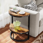 Small Half Round Side Table with Storage Shelf, Accent Table Slim