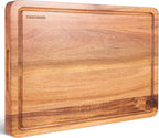 Extra Large Wood Cutting Board, 20x15 Inch with Juice Groove & Handles, Pre-Oiled