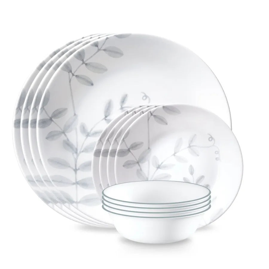 Flowing Fern 12-Piece Glass Dinnerware Set Service for 4