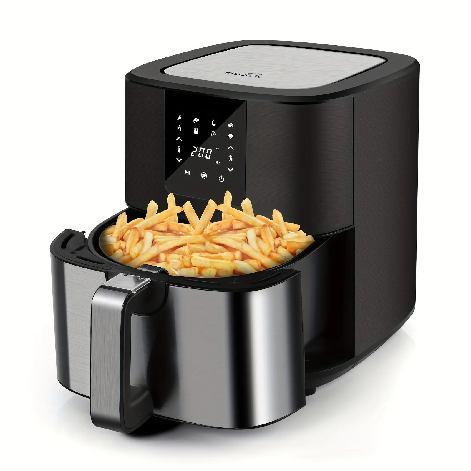 KitCook Large Air Fryer, 1500W 7QT AirFryer Cooker, Adjustable Temperature 100-400°F, 8 Presets Menu, Digital Touch Screen