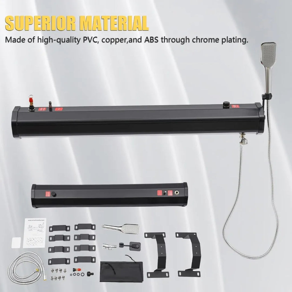 Portable Pressurized Camping Shower - 5L Water Tank with Handheld Showerhead - Includes Storage Bag