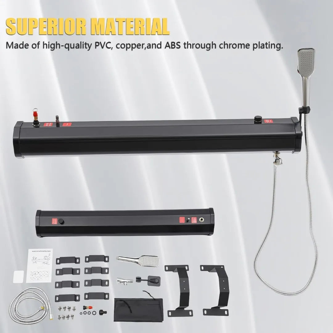 Portable Pressurized Camping Shower - 5L Water Tank with Handheld Showerhead - Includes Storage Bag