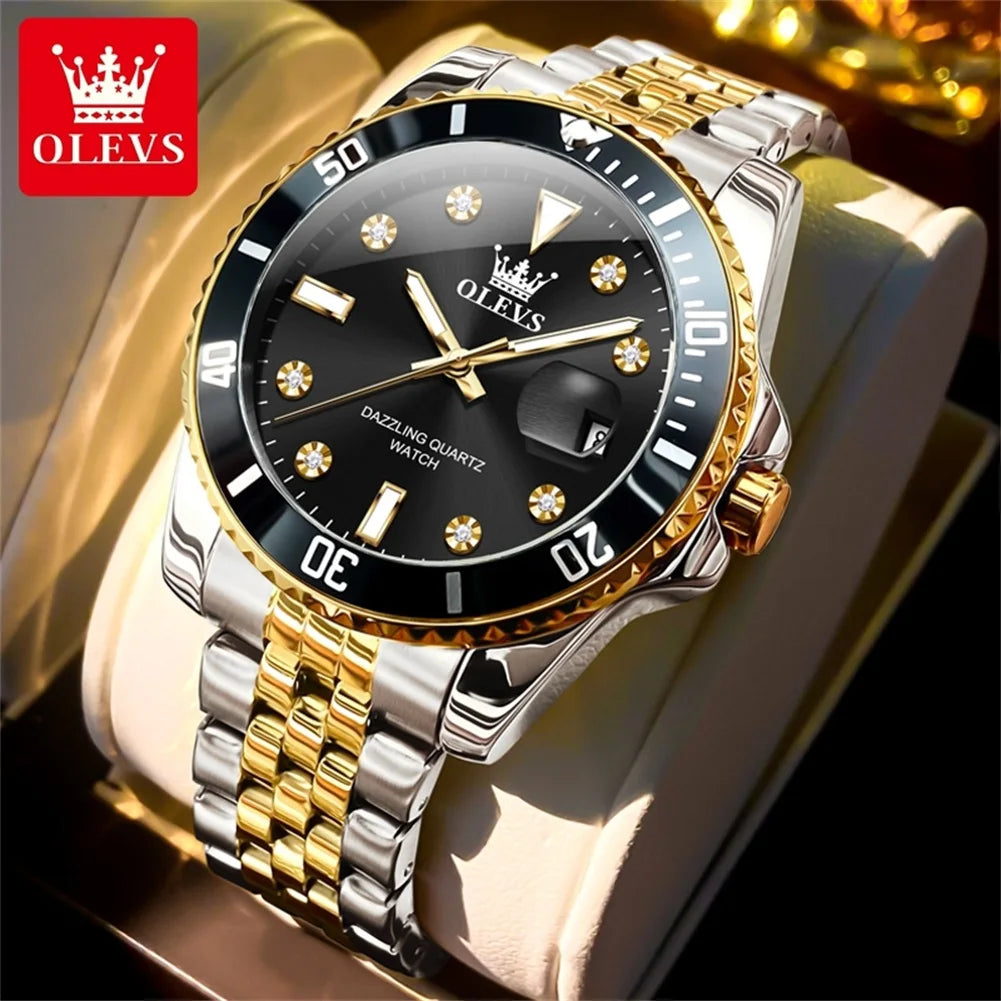 Men's Original Waterproof Automatic Date Rotation Ring Luxury Brand Diving Quartz