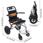 Lightweight Foldable Transport Wheelchair, 15.75-inch Transport Chair With Handbrake