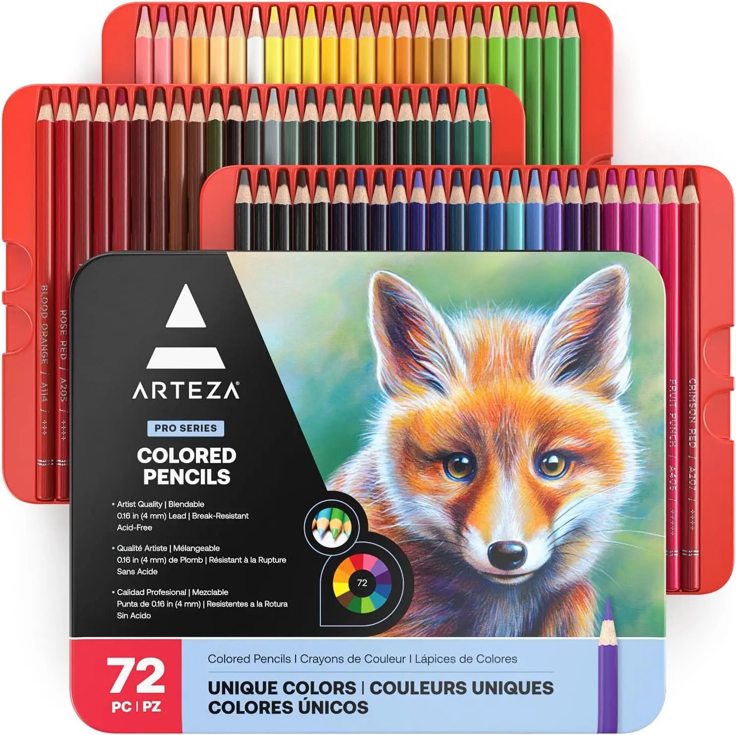 72 Soft Wax-Based Colored Pencils for Artists & Adults