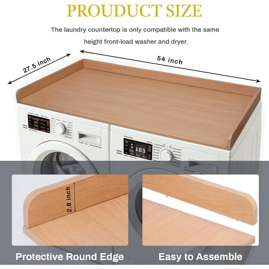 Wood Laundry Table Top Organizer for Washing Machine Dryer Set