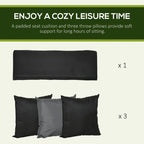 3-Seat Porch Swing Adjustable Canopy Cushion Black