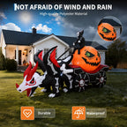 12ft Grim Reaper Dragon Carriage Halloween Inflatable With 3 Led Lights, Outdoor Yard Decoration For Lawn Porch Garden Party Display