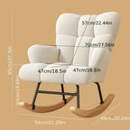 High-Back Armchair with Padded Seat, Velvet Fabric, Solid Wood, Soft-Covered Rocking Chair