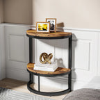 Small Half Round Side Table with Storage Shelf, Accent Table Slim