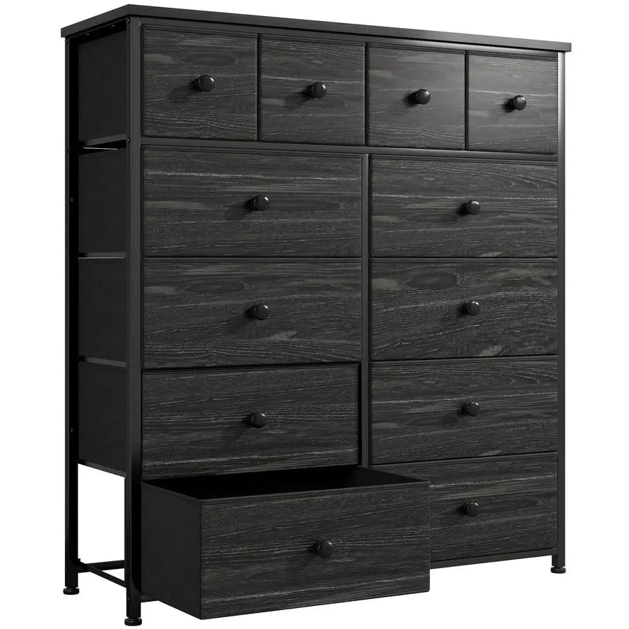 Dresser for Bedroom with 12 Drawers, Fabric Dressers amp Chest of Drawers with Sturdy Metal Frame, Wood Top, for Woman, 40.6 W x