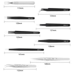 9 Pcs Tweezers Set Stainless Steel Anti-Static Precision Tweezers for Electronic Mobile Phone Repair Tools