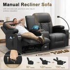 Dual Reclining Loveseat with Storage, USB Ports, Cup and Phone Holders