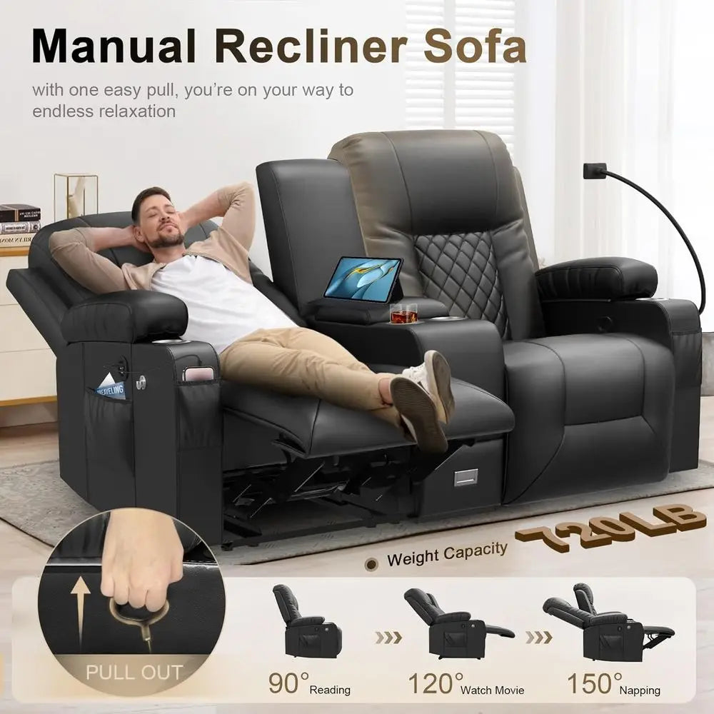 Dual Reclining Loveseat with Storage, USB Ports, Cup and Phone Holders