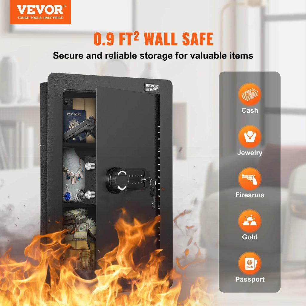 Tall Wall Safe 3/4-Tier Hidden Wall Safe w/ Keypad