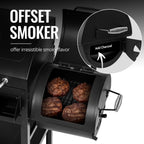 2-Burner Gas and Charcoal Combo Grill with Offset Smoker & Side Burner, 34,000 BTU Dual Fuel Grill, 1020 Sq. In.