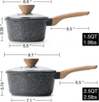 1.5QT & 2.5QT Non-Stick Saucepan Set with Lid, PFOA/PFOS Free