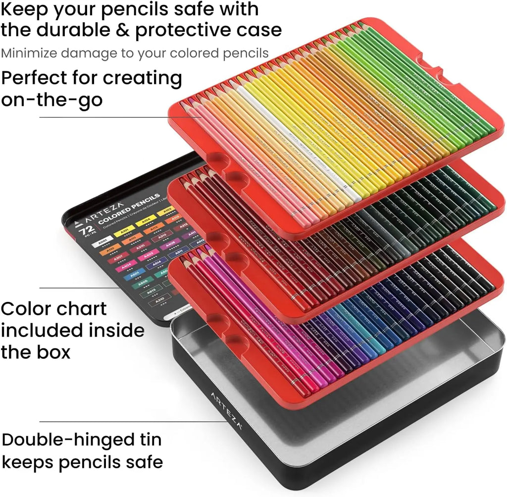 72 Soft Wax-Based Colored Pencils for Artists & Adults