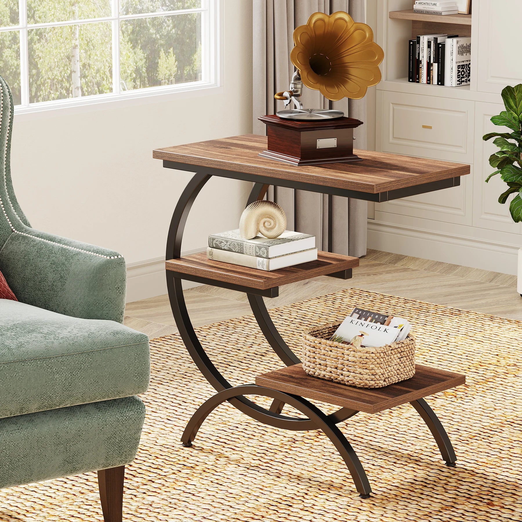 Industrial 3-Tier Small Table for Couch, Bedside