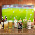 16 Pack Customizable Glass Cups with Lids & Straws, 16 oz Tumblers for Iced Coffee, Tea, Homemade Drinks