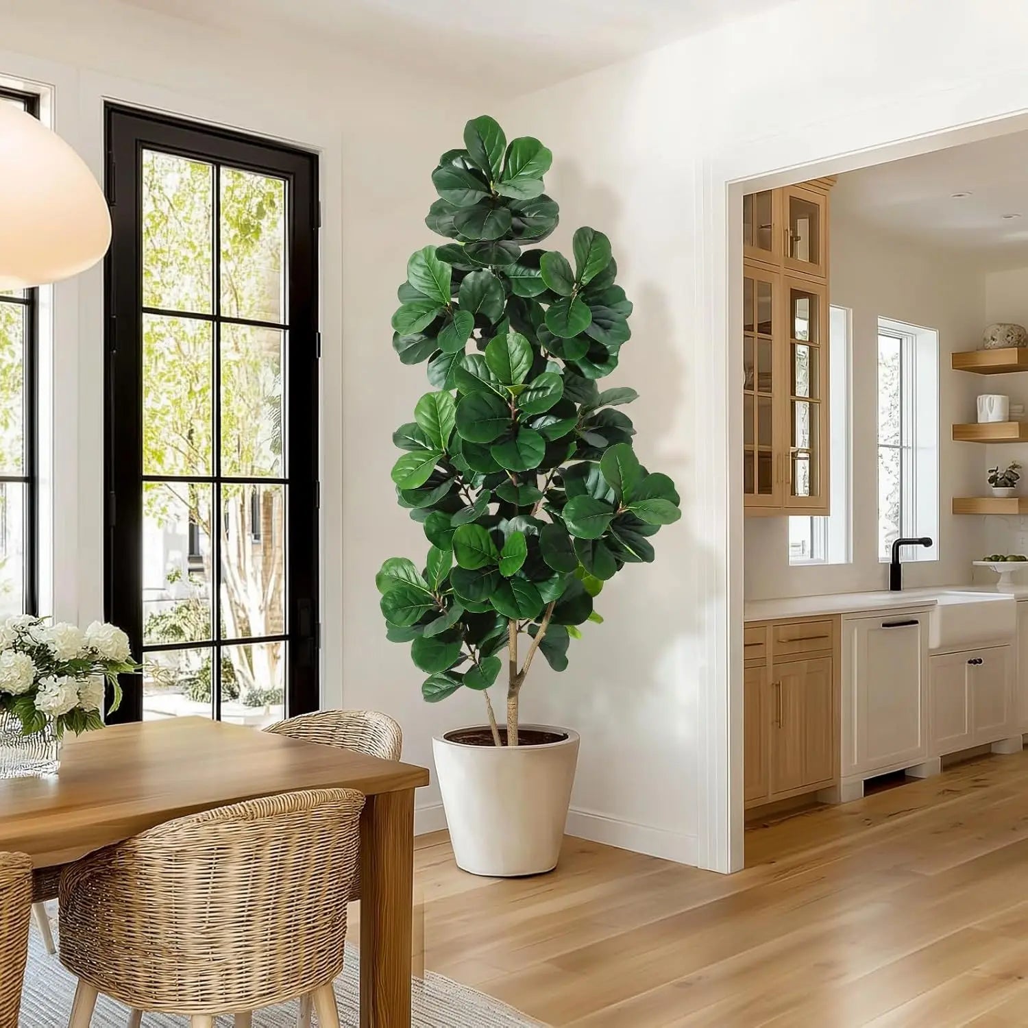 4FT/5FT/6FT/7FT Fiddle Leaf Fig Tree Artificial with Leaves, Realistic Faux Ficus