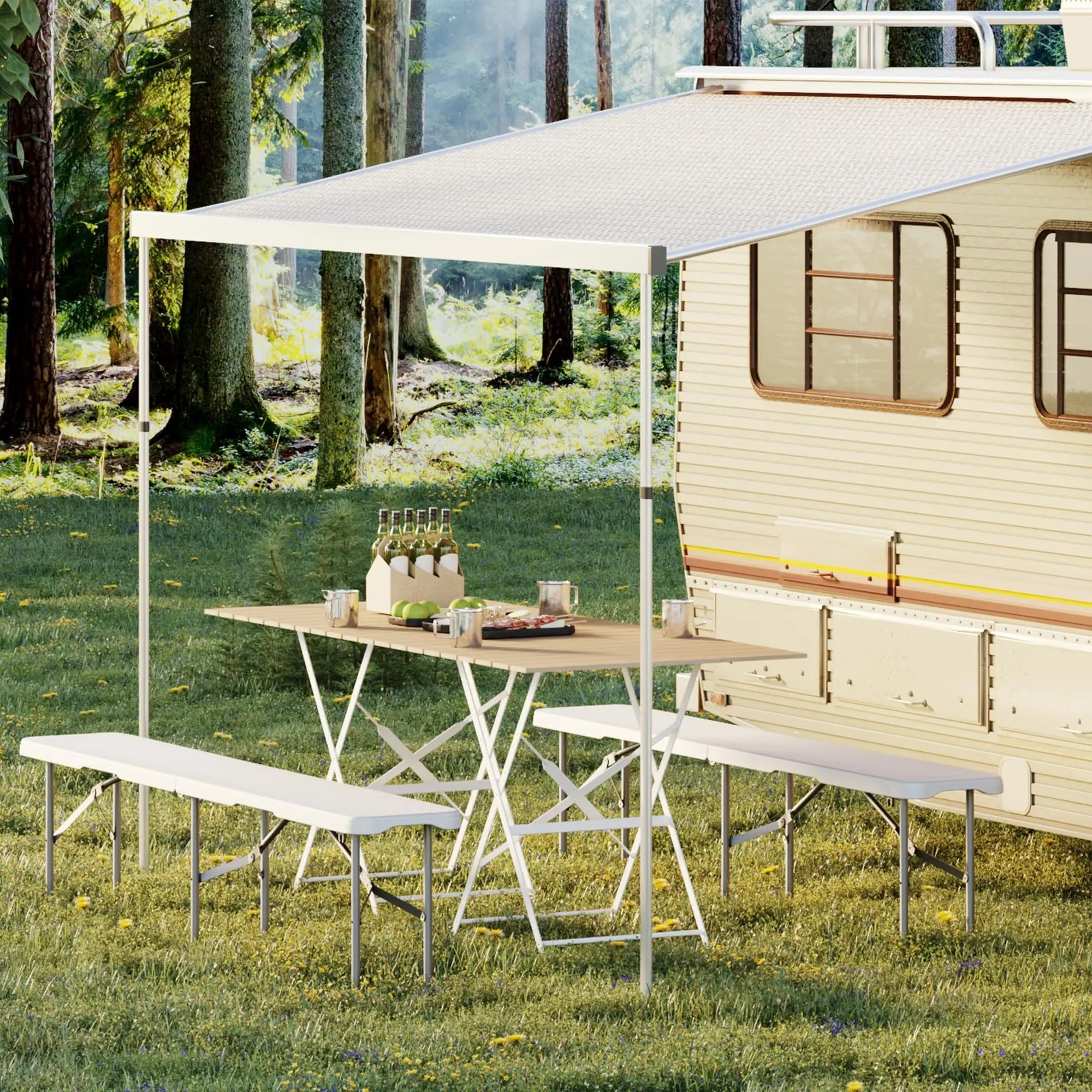 2‑Pack 6 FT Outdoor Folding Plastic Bench, Portable Camping Picnic Bench with 4cm Thick Scratch‑Stain Resistant HDPE Tabletop