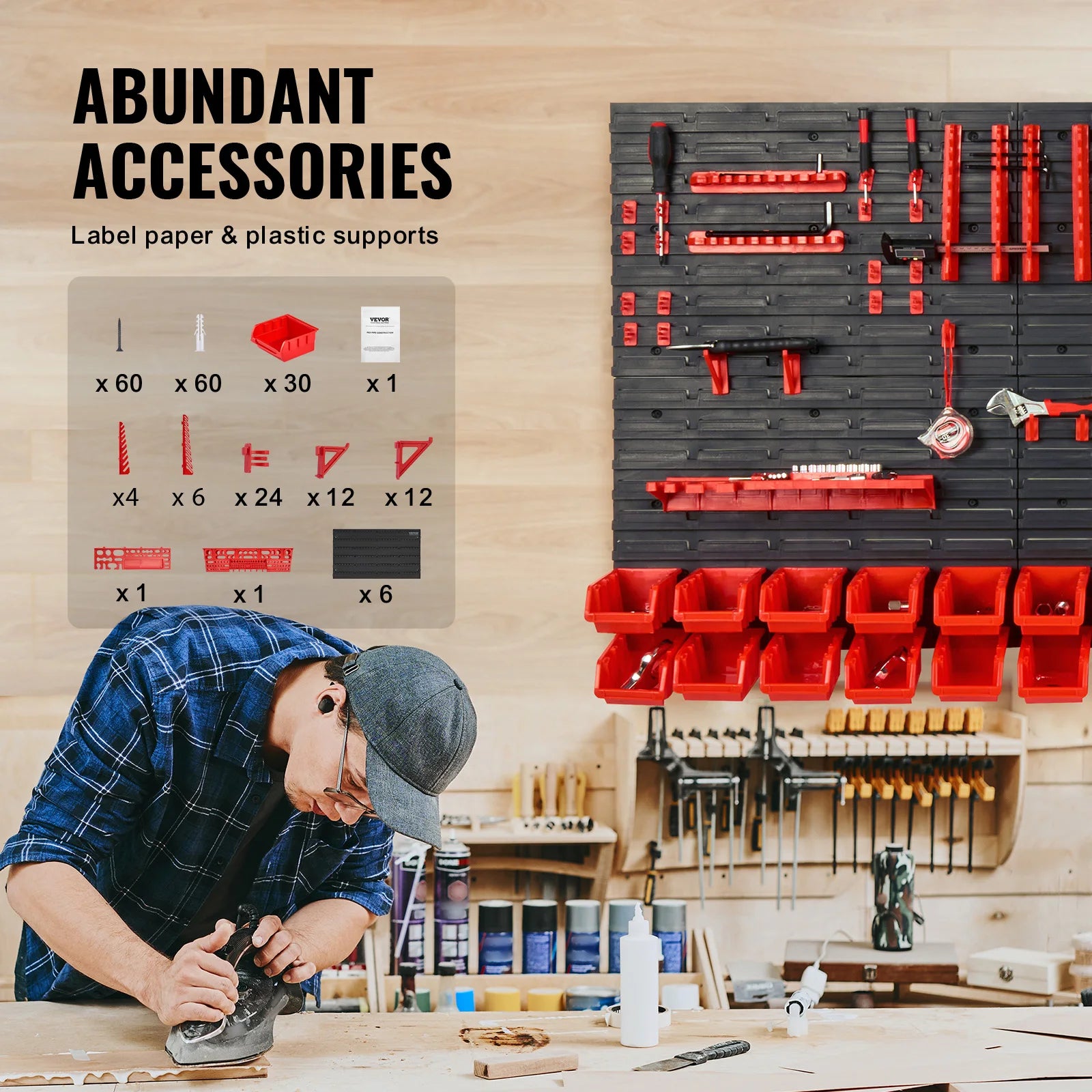 Wall Mounted Storage Bins Parts Rack Organizer