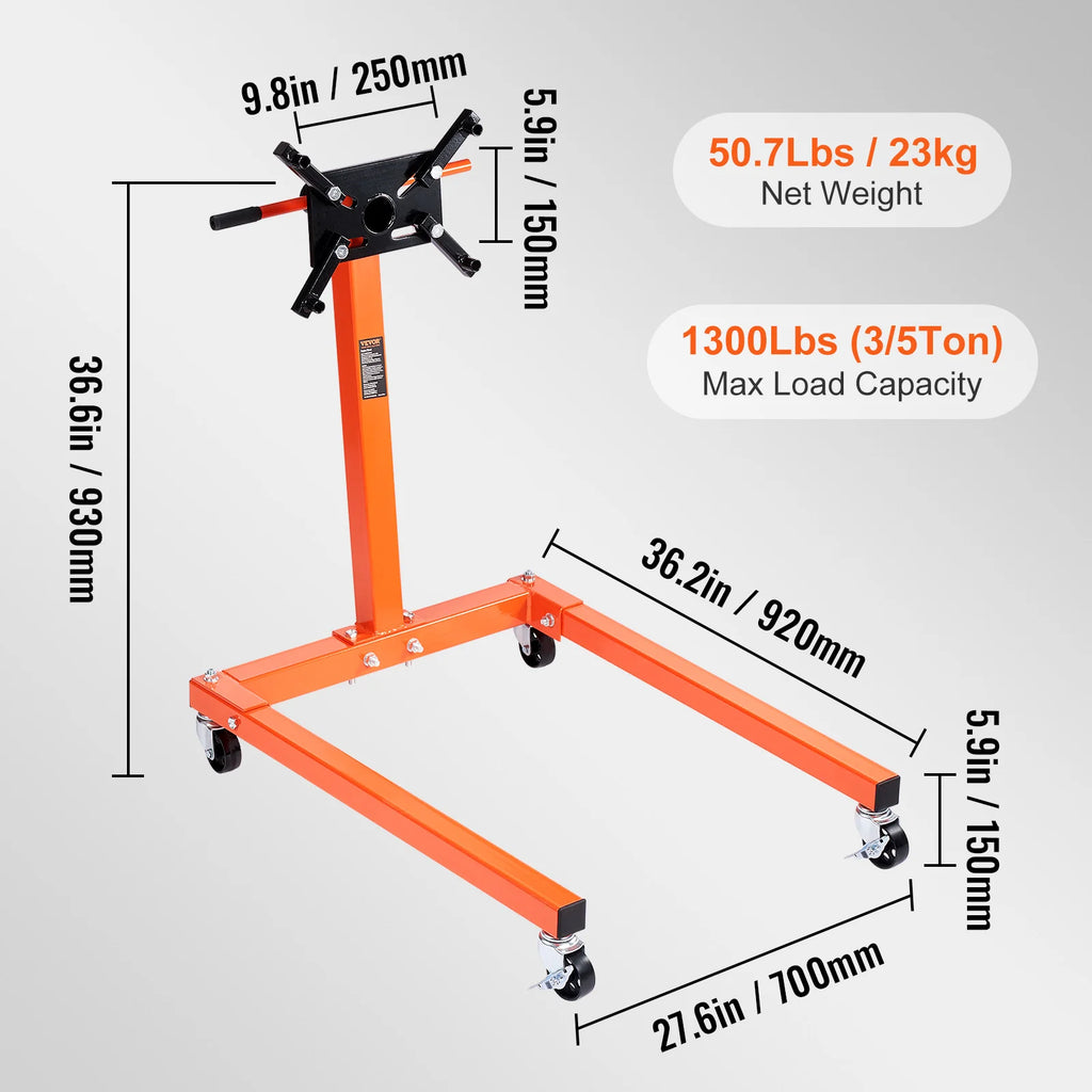 Engine Stand 750/1300/1500 lbs Rotating Engine Motor Stand with 360 Degree Adjustable Head Dolly Vehicle Auto Repair