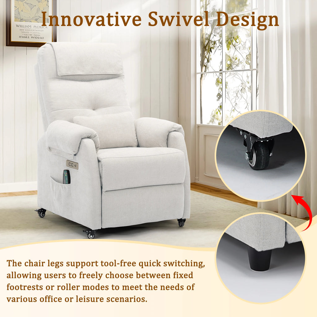 Power Small Recliner Chair for Small Spaces with Wheels and USB Ports