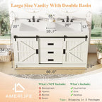 61" Farmhouse Double Bathroom Vanity with Sink Combo