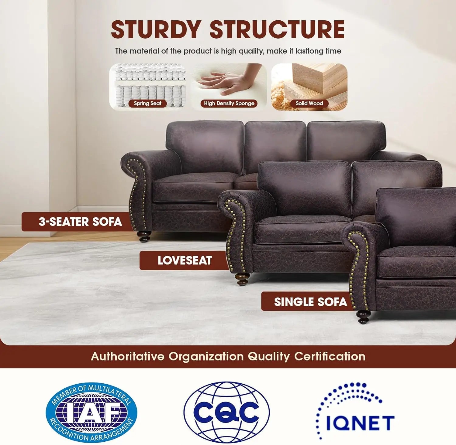 Mid-Century Vintage Sofa Couches with Rivet Design