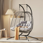 Double Hanging Egg Chair with Stand, Cushion
