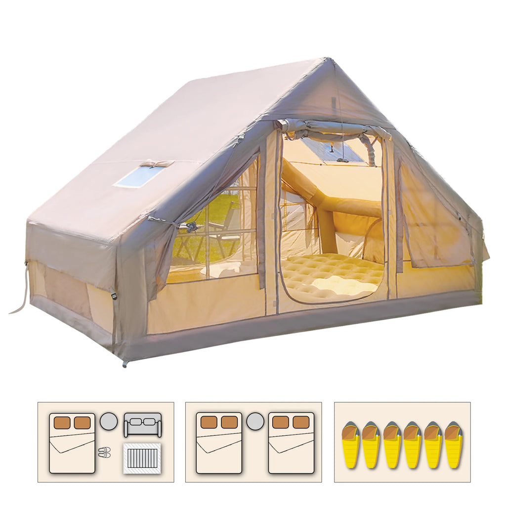 Air Glamping Tents for Camping Family, Easy Setup Rainproof Windproof Outdoor Tents