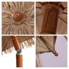Thatched Garden Umbrella Height Adjustable for Garden Lawn Deck Backyard Patio