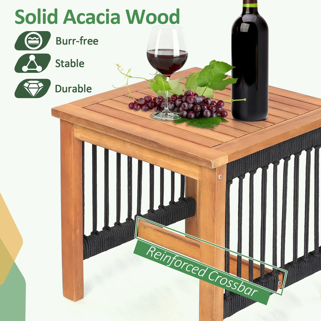 3pcs Wood Bistro Table Rocking Chair Set, All-Weather