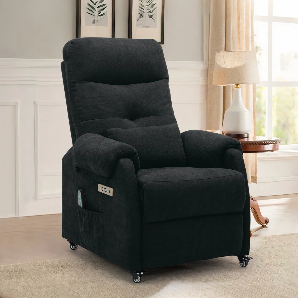 Power Small Recliner Chair for Small Spaces with Wheels and USB Ports