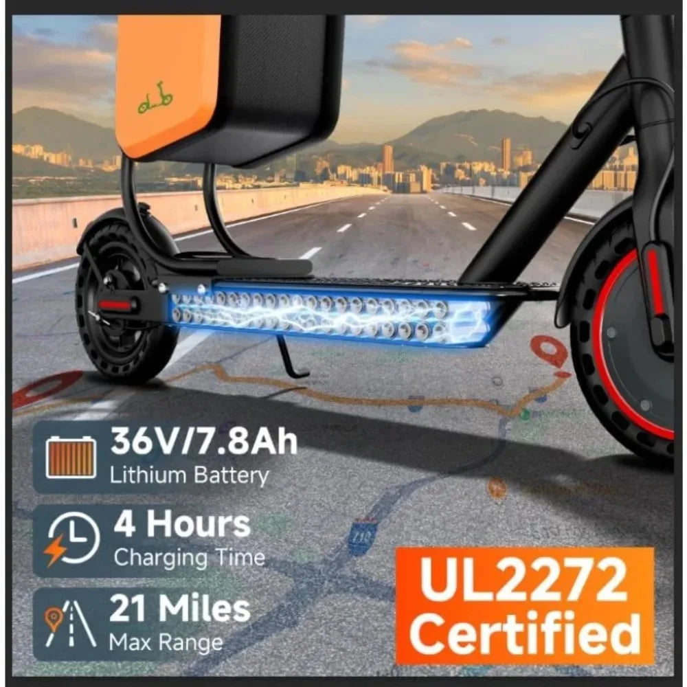 Electric Scooter. 19MPH & 21-Mile Range, 350W Motor, 8.5" Solid Tires