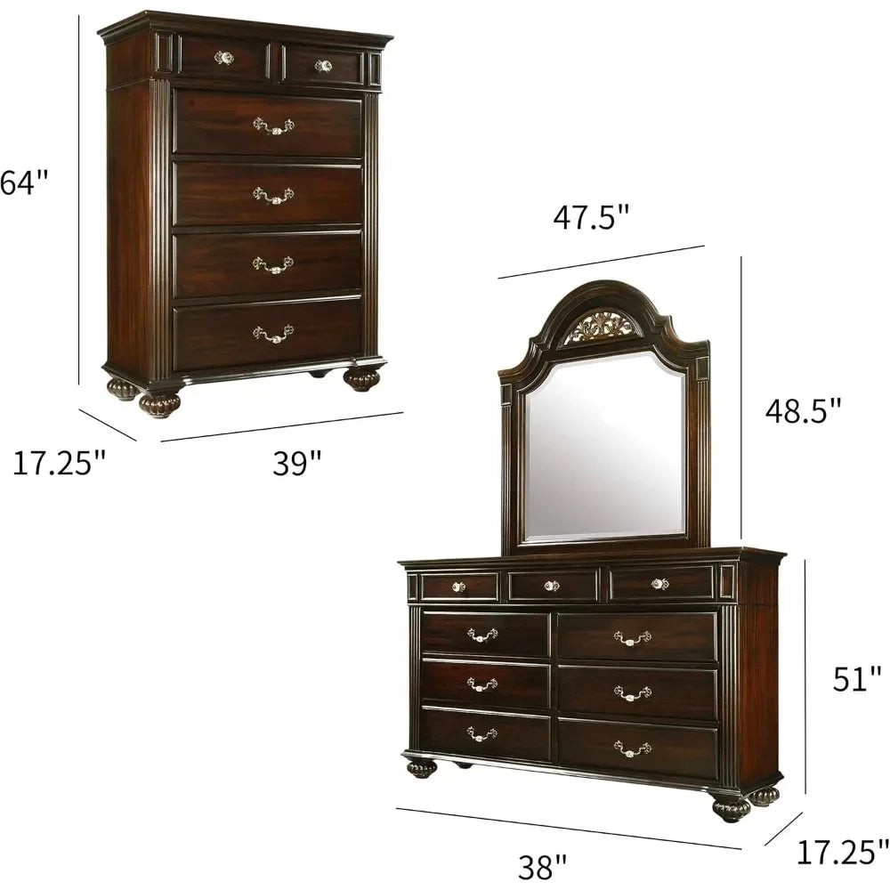 6-Piece Traditional Solid Wood Bedroom Set