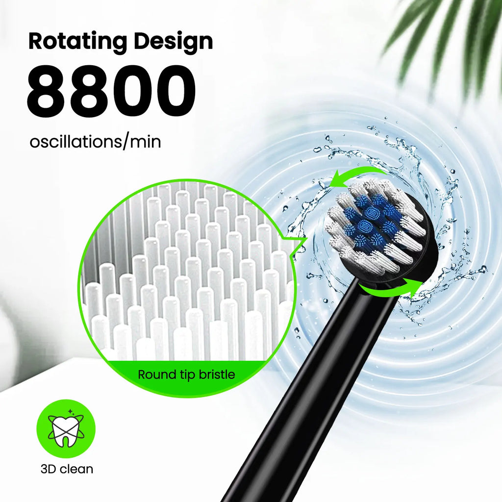 Electric Toothbrush T2233Powerful Rotation Cleaning 4 Replacement Heads Rechargeable Sonic Toothbrush for Adults