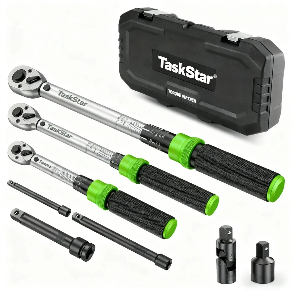 3pcs Torque Wrench Set 1/4 & 3/8 & 1/2-Inch 72 Teeth Dual-Scales ±3% Accuracy Click Torque Wrenches