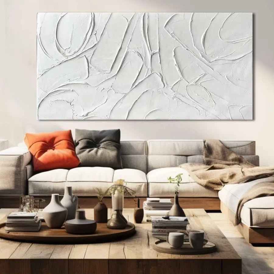 Big Wall Artwork White Painting 29x 58