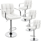 Adjustable Swivel Bar Stools Set of 2, Hydraulic Counter Height with Armrest & Back, PU Leather for Kitchen & Bar