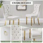 63" Gold Rectangular Glass Kitchen Table with 6 Beige High Back Chairs
