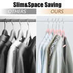 50 Pack Pink Velvet Hangers, NonSlip Clothes Hangers with 360 Degree Rotating Hook Thin Felt Adult Hanger