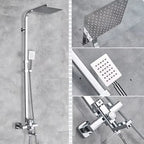 Luxury Bathroom Shower Faucet Wall Mounted Swivel Spout Shower Set Square Rainfall Water Tap Mixer System Hot Cold Taps