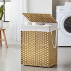 Laundry Hamper with Lid, 90L Clothes Hamper with 2 Removable Liner Bags, 6 Mesh Bags