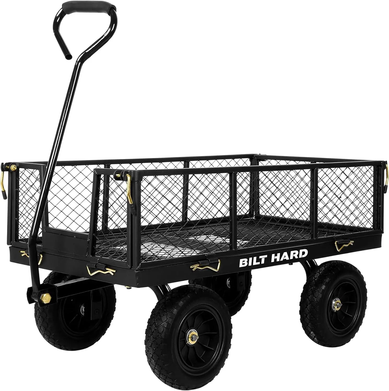 400 lbs 10" Flat Free Tires Steel Garden Cart with 180° Rotating Handle and Removable Sides