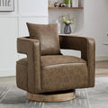 Upholstered Swivel Accent Chair Set of 2 Linen Open Back Barrel Chair with Pillow